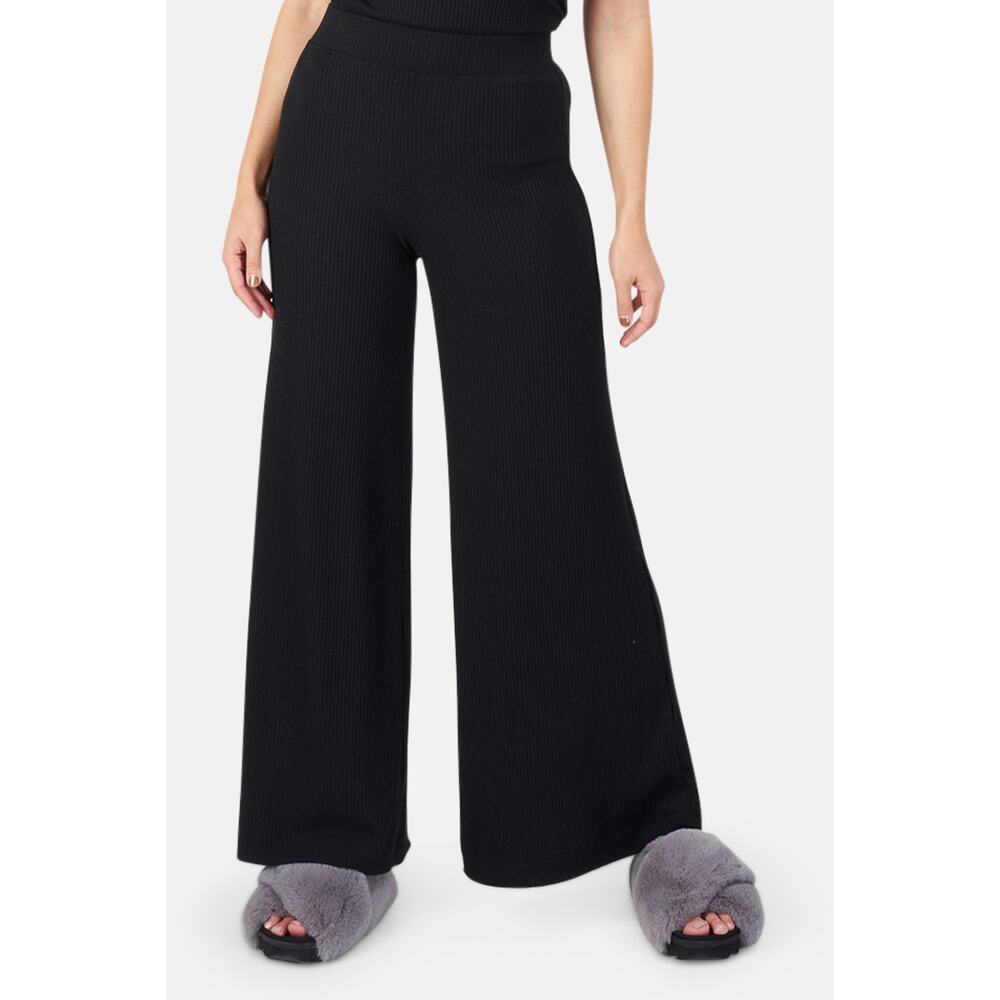 L'Agence Crawford Wide Leg Pants Black Ribbed